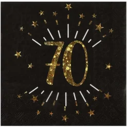 10 serviettes en papier - 33 x 33 cm - Collection Joyeux Anniversaire Étincelant Or - Âge au choix