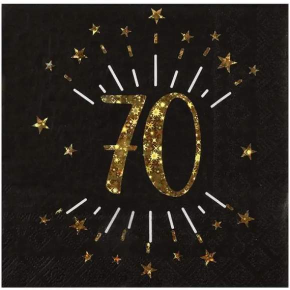 10 serviettes en papier - 33 x 33 cm - Collection Joyeux Anniversaire Étincelant Or - Âge au choix