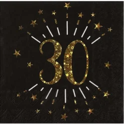 10 serviettes en papier - 33 x 33 cm - Collection Joyeux Anniversaire Étincelant Or - Âge au choix