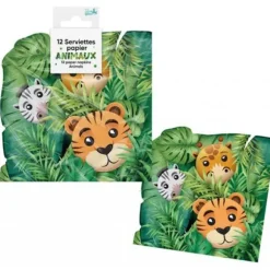 12 serviettes en papier - 14,5 x 14,5 cm - Collection Animaux
