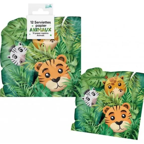 12 serviettes en papier - 14,5 x 14,5 cm - Collection Animaux
