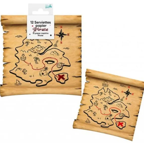 12 serviettes en papier - 14,5 x 14,5 cm - Collection Pirate