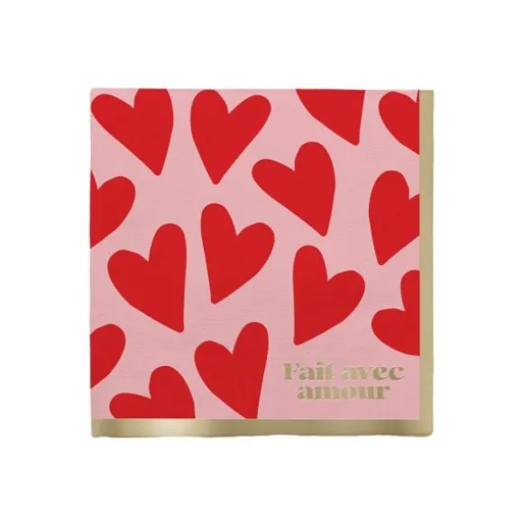 10 serviettes en papier - 33 x 33 cm - Saint-Valentin - Collection Chéri Chérie