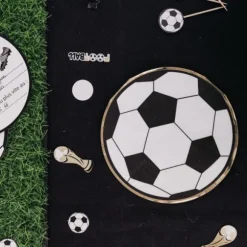 16 Serviettes - Football - Noir, Blanc et Or