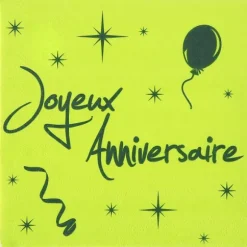 20 Serviettes "Joyeux Anniversaire" - Vert