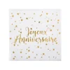 20 Serviettes "Joyeux Anniversaire" - Blanc / Or