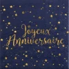 Serviettes "Joyeux Anniversaire" Bleu Marine Métallisé