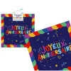 12 serviettes "Joyeux Anniversaire" en papier - 33 x 33 cm - Collection Récréation Multicolore