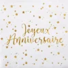 10 serviettes "Joyeux Anniversaire" en papier - 33 x 33 cm - Couleur au choix