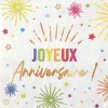 12 serviettes "Joyeux Anniversaire" en papier - 33 x 33 cm - Collection Festicolor - Couleur au choix