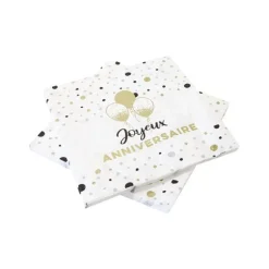 20 serviettes "Joyeux Anniversaire" en papier - 33 x 33 cm - Collection Splendid