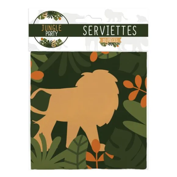 10 serviettes "Joyeux Anniversaire" en papier - 26 x 26 cm - Collection Jungle Party