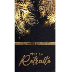 12 serviettes "Vive la Retraite" en papier - 33 x 40 cm - Collection Retraite Dorée - Couleur au choix