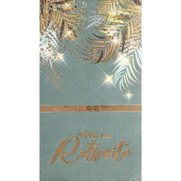 12 serviettes "Vive la Retraite" en papier - 33 x 40 cm - Collection Retraite Dorée - Couleur au choix
