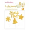 Set de 4 Cake Toppers en papier doré - Noël