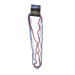 Set de 3 colliers de perles - Bleu, blanc, Rouge - 84 cm