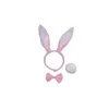 Set de déguisement Lapin blanc et rose (oreilles, queue et nœud)