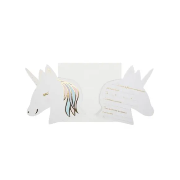 Set de 8 invitations avec enveloppes - Collection Licorne Pastel