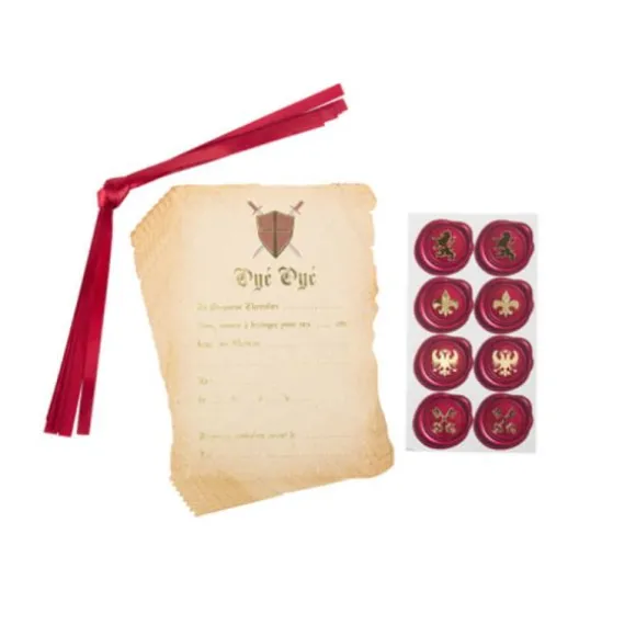 Set de 8 invitations parchemin - Collection Chevalier Bordeaux
