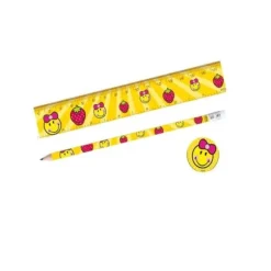 Set de papeterie Collection Smiley - 4 pièces - 18 cm