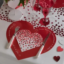 2 sets de table en forme de cœur - Saint-Valentin