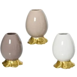 Soliflore en forme d'œuf en grès - 9 cm - Pâques - Couleur Aléatoire