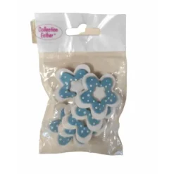 6 stickers de fleurs bleues "Plumetis"