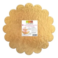 5 supports à gâteaux ronds cannelés et réversibles - Diamètre 24 cm - Couleur Or / Noir