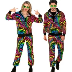 Survêtement arc-en-ciel des Années 80 pour adulte - Taille au choix