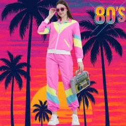Survêtement Rose des Années 80 pour femme - Taille au choix
