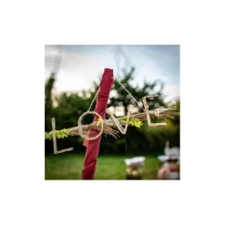 Suspension Mot Love fleurs séchées et bambou - 61 cm