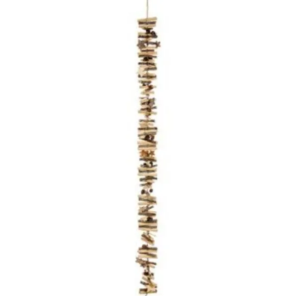 Suspension Noël - Bois - Guirlande avec Etoiles Pailletée