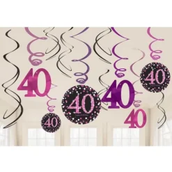 12 Suspensions 40 Ans - Rose / Noir