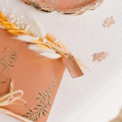 10 Étiquettes + Raphia - Collection Jolis Brins - Terracotta et Or