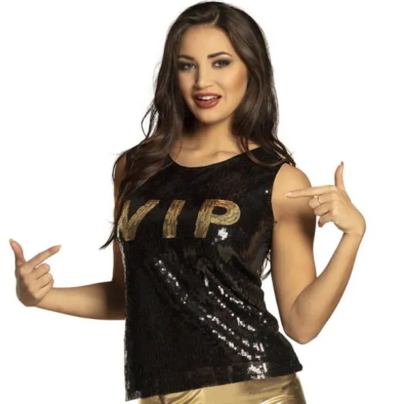 Top Sequins Noir VIP - Femme - Taille Unique