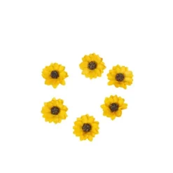 6 tournesols adhésifs en papier - Diamètre 3 cm