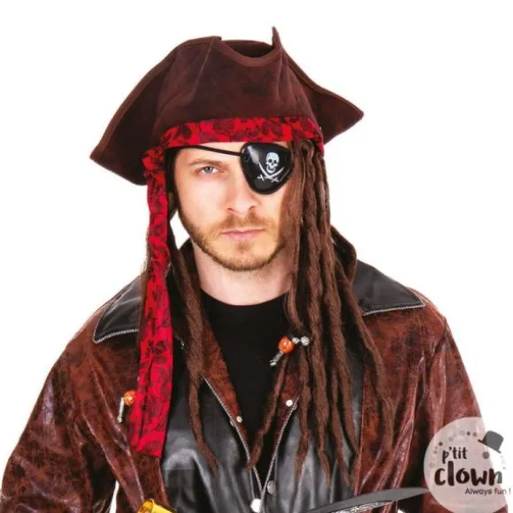 Tricorne de pirate avec dreadlocks