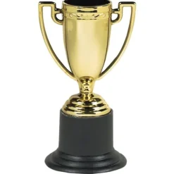 6 trophées dorés en plastique - 10 cm