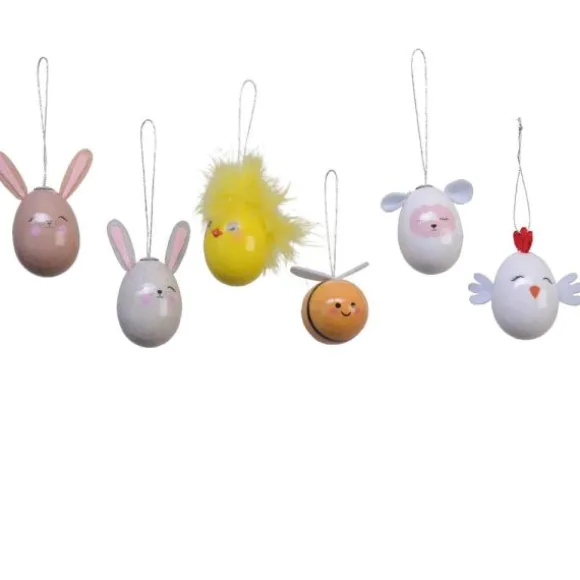 Œuf en mousse en forme d'animal à suspendre - 4 x 6 cm - Pâques - Modèle Aléatoire