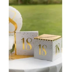 Urne Anniversaire - Blanc et Or - Age au choix