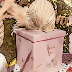 Urne en carton " Merci " - Boho Blush et Or