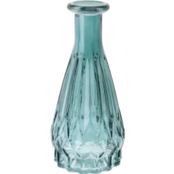 Vase diamant en verre - 6 x 14,5 cm - Bleu Canard