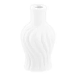 Vase en céramique torsadé blanc - 4,5 x 8,5 cm - Collection Voile de Douceur