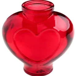 Vase en forme de cœur rouge en verre - 12 x 6 x 11,5 cm