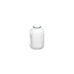Vase en verre transparent avec rainures
