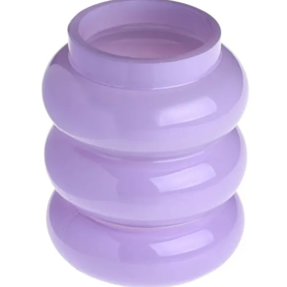 Vase ondulé en verre - 6 x 8,5 cm - Couleur Parme