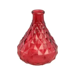 Vase rouge en forme de flacon en verre - 9,5 x 12,5 cm - Saint-Valentin