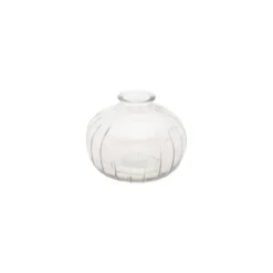 3 Vases en verre transparents sur support métal or