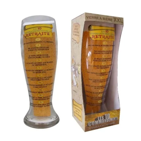 Verre à Bière Géant - 10 Commandements de la Retraite