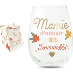 Verre à eau "Mamie d'Amour, tu es formidable" - Collection Mamie Chérie